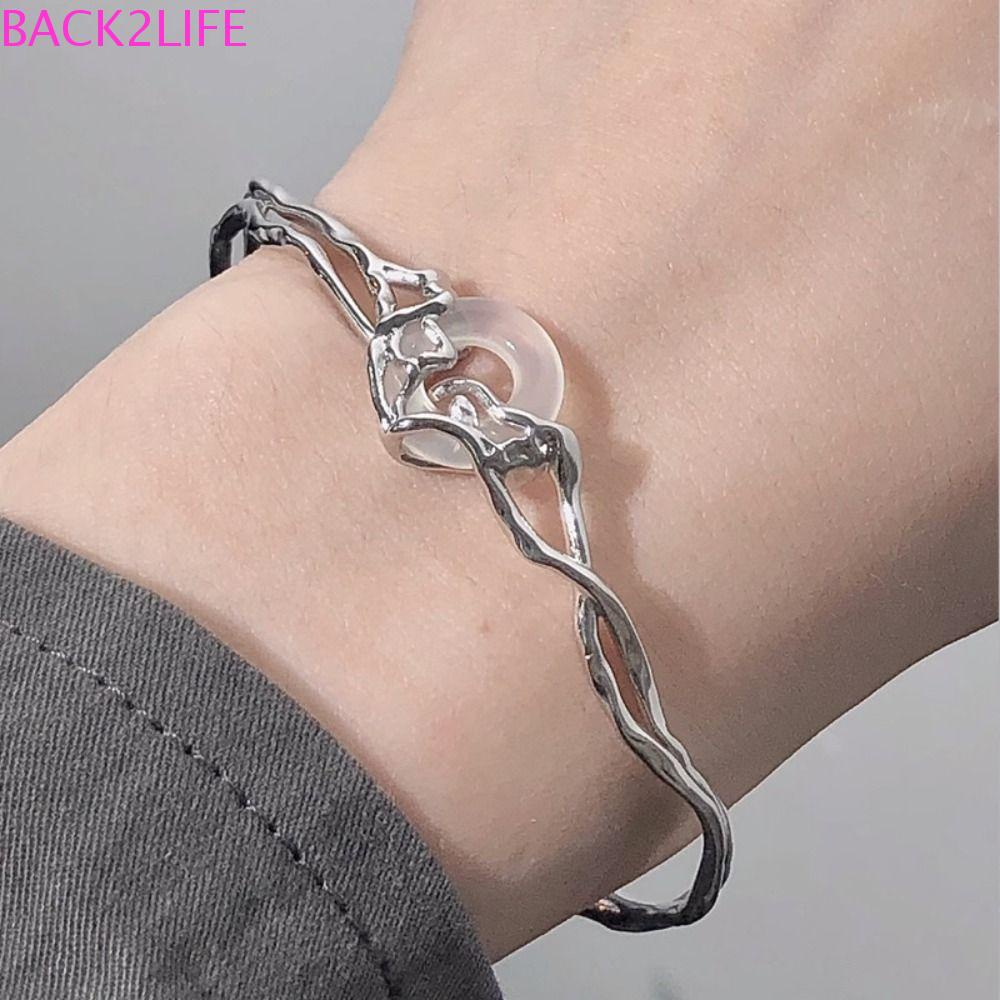 BACK2LIFE Vòng Tay Hở Bằng Hợp Kim Thiết Kế Bất Đối Xứng Sáng Tạo Cá Tính