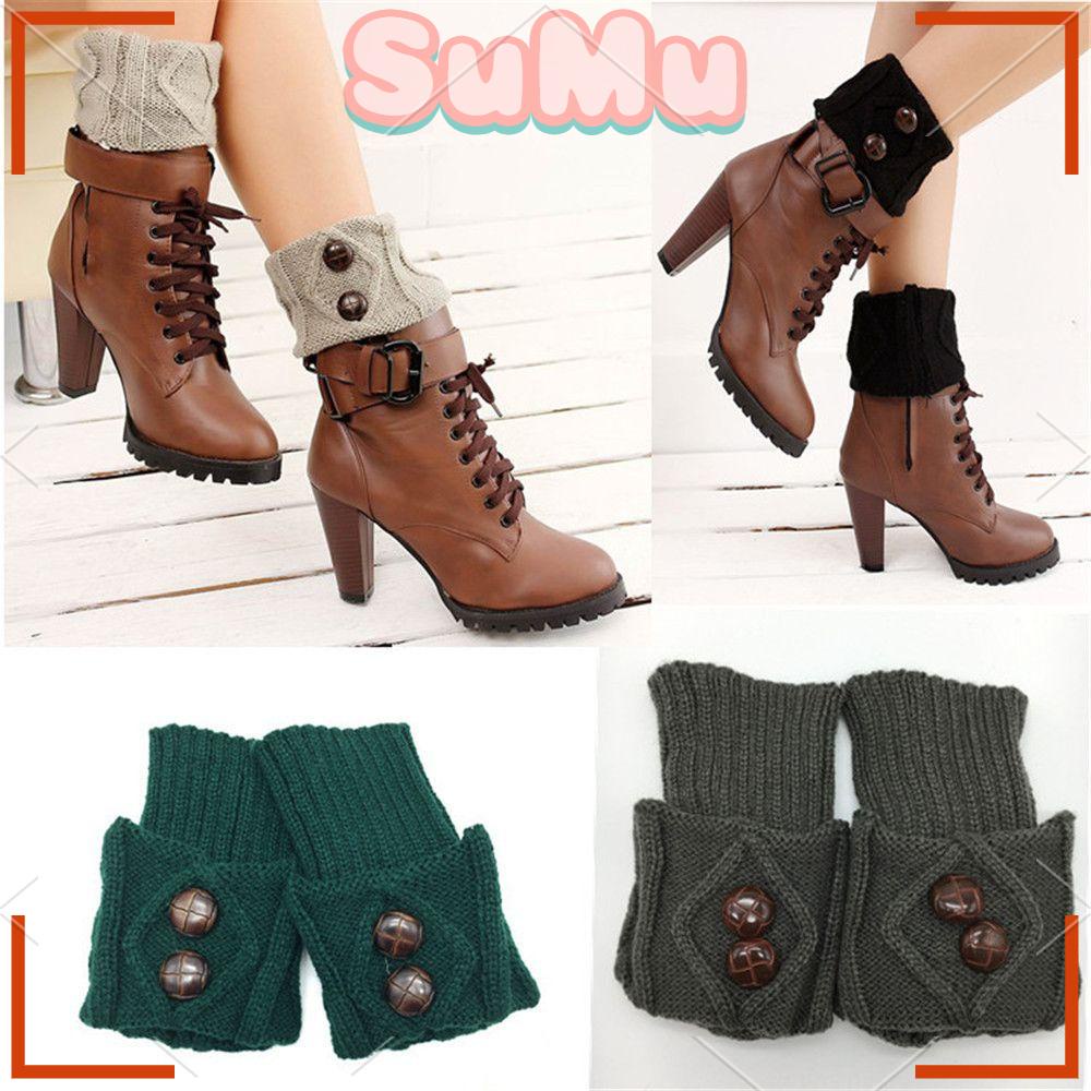 SUMU Đôi Vớ Giữ Ấm Chân Thiết Kế Nút Bấm Thời Trang Mùa Đông