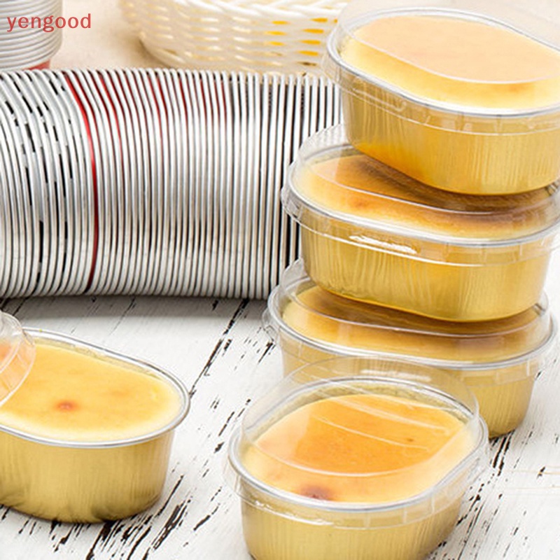 Set 10 Cốc Lá Nhôm Làm Bánh Cupcake Chịu Nhiệt Có Nắp Đậy