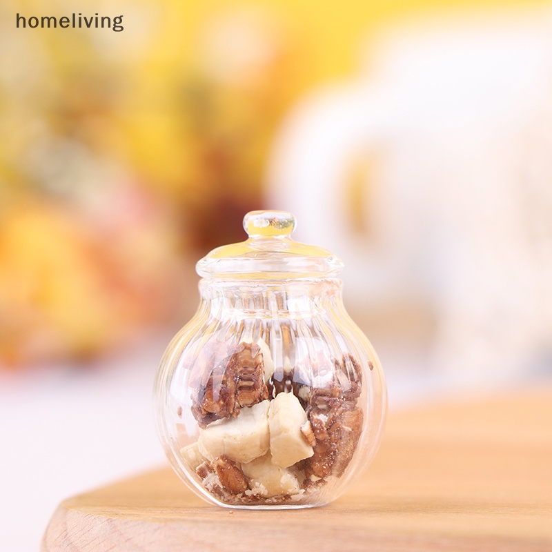 Lọ Thủy Tinh Tròn Mini Đựng Kẹo Trang Trí Nhà Búp Bê Tỉ Lệ 1: 12