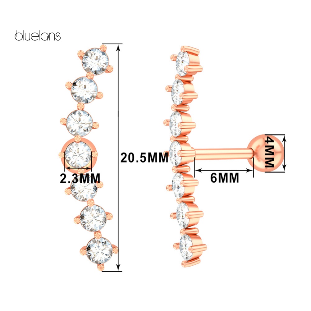 1 Khuyên Vành Tai Hình Vòng Cung Đính Đá Thời Trang