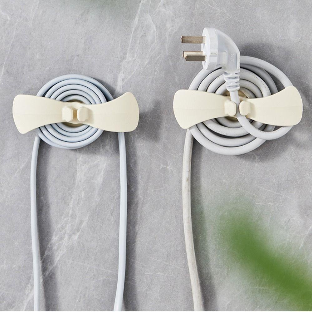 BEBETTERM Set 6 Móc Cao Su Mềm Dán Tường Treo Dây Cáp Màu Đen / Be Hiện Đại Không Để Lại Dấu Vết Cho Thiết Bị Gia Đình Nhỏ