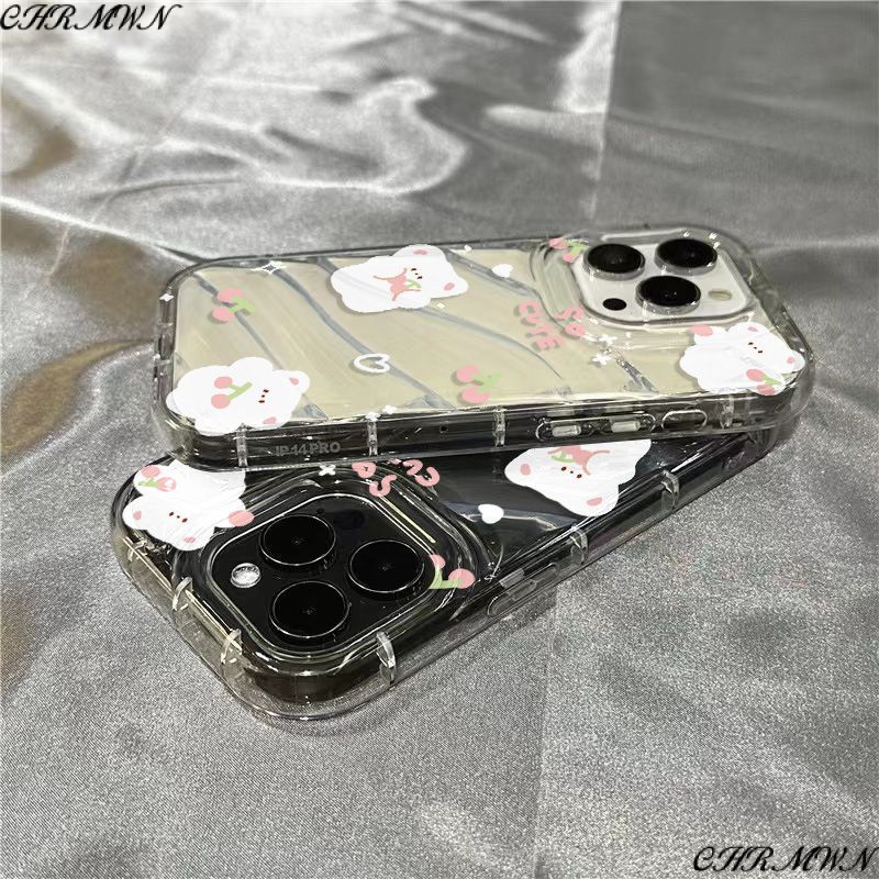 Ốp Điện Thoại Mềm Trong Suốt In Hình Gấu Và Cherry Cho Iphone 711 / plus / xrsins 8 Iphone14Promax / 1312