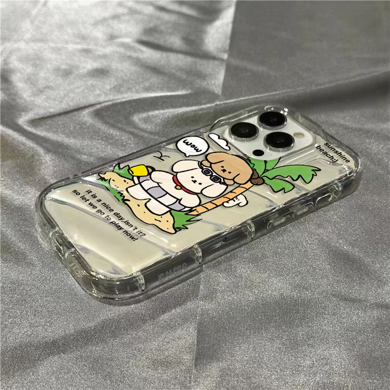 Ốp Điện Thoại Mềm Trong Suốt In Họa Tiết Cây Dừa / Cún Cưng Dễ Thương Cho Iphone 7 plus xr / 8 1312 / 14Promax11 / YTBM