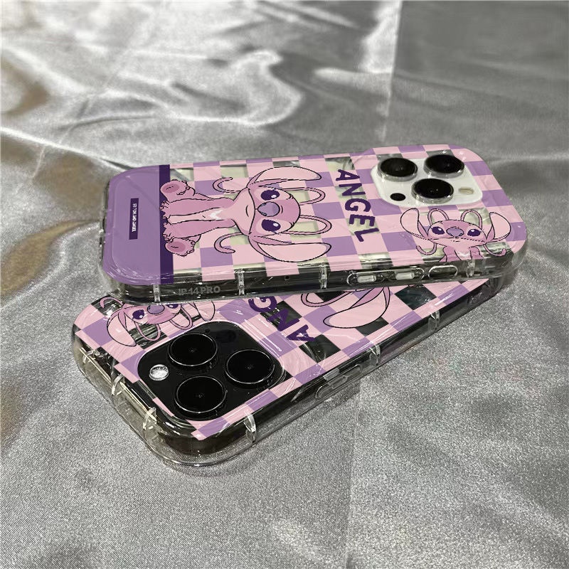 Ốp Điện Thoại Mềm Trong Suốt In Hình Stitch Màu Hồng Cho Iphone 8 / 14Promax11 Xr / cute plus 13127