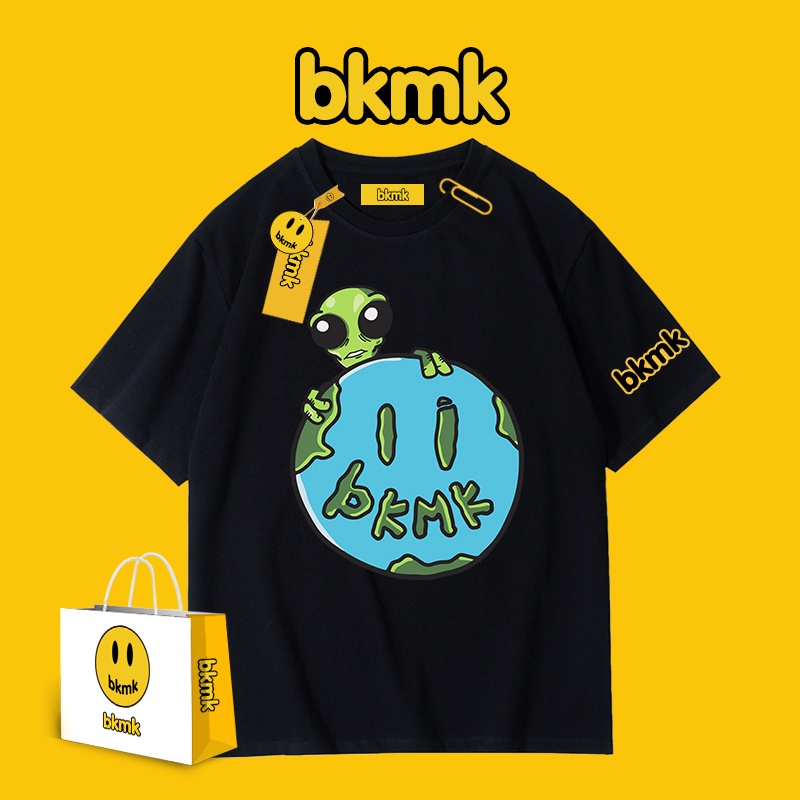 Áo Thun Tay Ngắn Dáng Rộng In Hình Mặt Cười Và Người Ngoài Hành Tinh Thời Trang Xuân Hè Cho Cặp Đôi