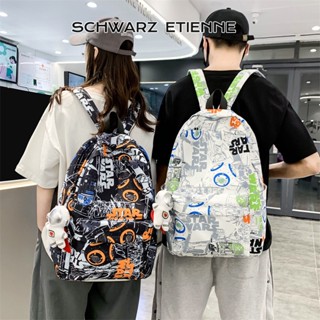 Schwarz Etinne Ba Lô Học Sinh Trung Học Họa Tiết graffiti Đơn Giản