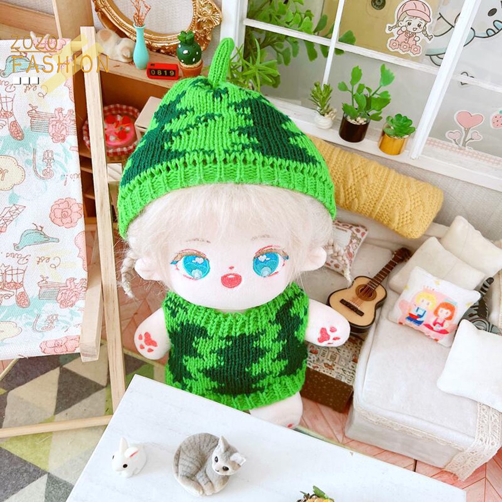 1 Bộ Quần Áo Len Cotton 20cm Họa Tiết Dưa Hấu Dễ Thương Cho Búp Bê