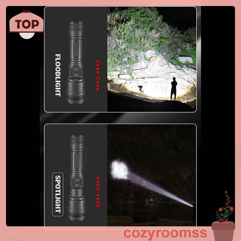 Đèn Pin Chống Nước IPX4 1200LM 30W LED Có Thể Sạc Lại Bằng Cổng USB