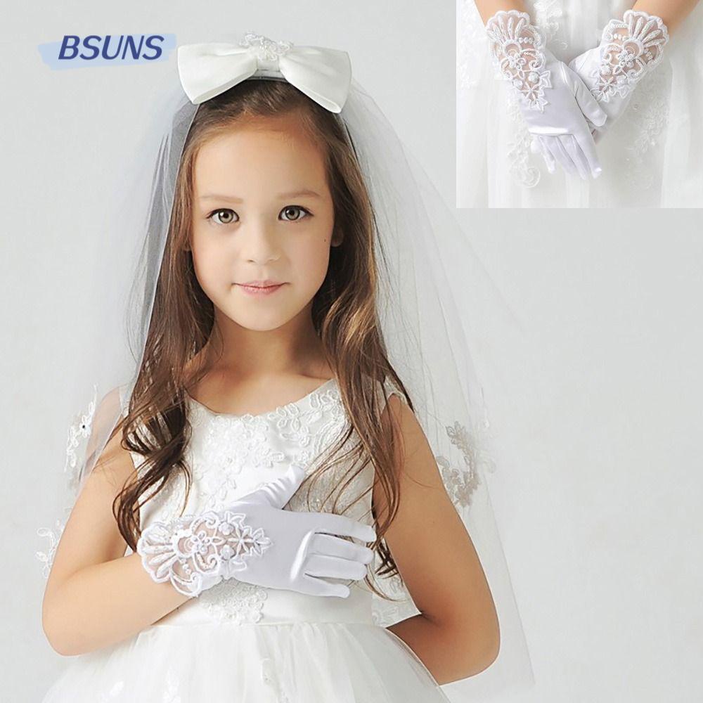 BSUNS Găng Tay Công Chúa Đính Nơ Toàn Diện Cho Bé Gái