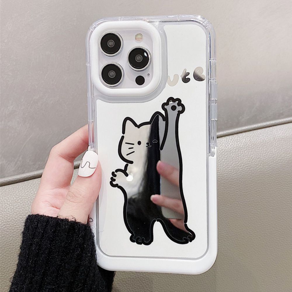 Ốp Điện Thoại TPU Mềm Chống Sốc Có Giá Đỡ Ẩn In Hình Mèo Hoạt Hình Dễ Thương Cho IPhone 11 12 13 14 Pro Max