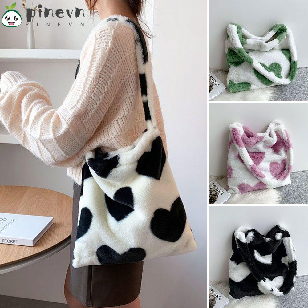 PINEVN Túi Xách Phối Lông Thời Trang Xinh Xắn Cho Nữ