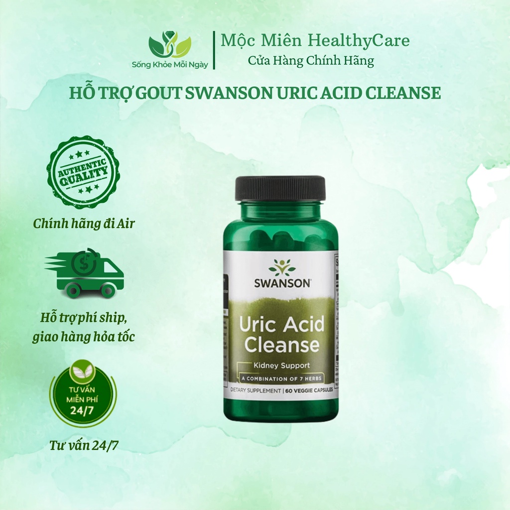 [MỸ] Viên uống Swanson Uric Acid Cleanse 60 viên hỗ trợ thải Uric Acid ngăn ngừa Gout