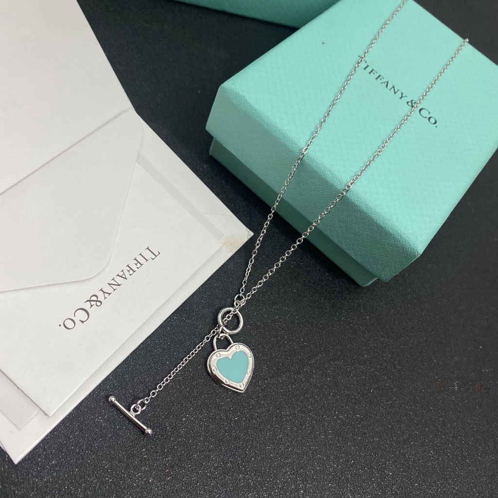 Tiffany & Co Vòng Cổ Choker Dây Xích Đôi CC Mặt Chữ Đơn Giản Tinh Tế Dành Cho Cặp Đôi