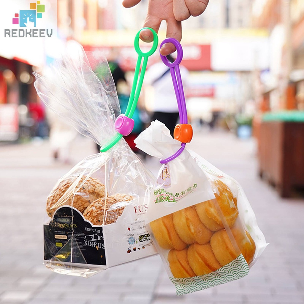 Set 6 / 10 Dây Buộc Túi Thực Phẩm Có Thể Tái Sử Dụng Màu Sắc Ngẫu Nhiên