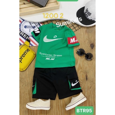 Sumikids. Bộ thun trai xanh túi hộp