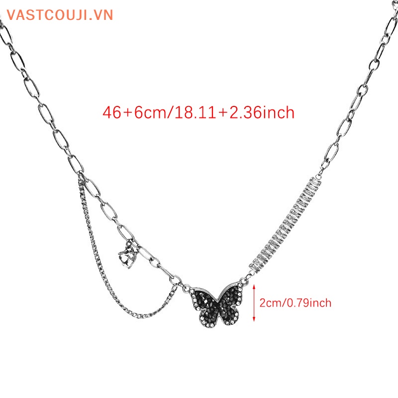 Vòng cổ Mặt Hình Bướm Đen Đính Đá Zircon Thời Trang Cho Nữ
