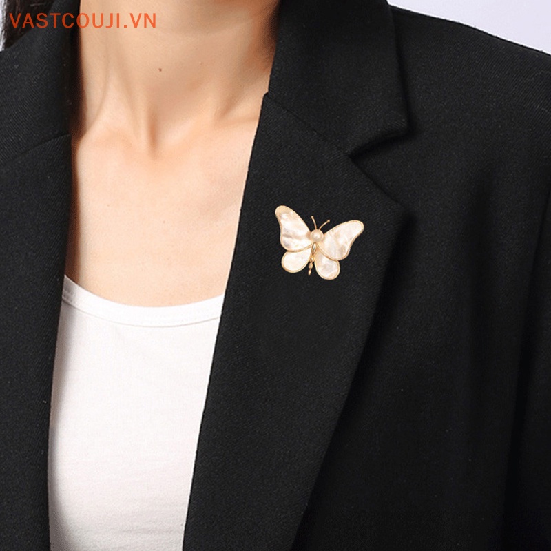 Ghim Cài Áo Hình Bướm Đính Ngọc Trai Giả Thời Trang Cho Nữ