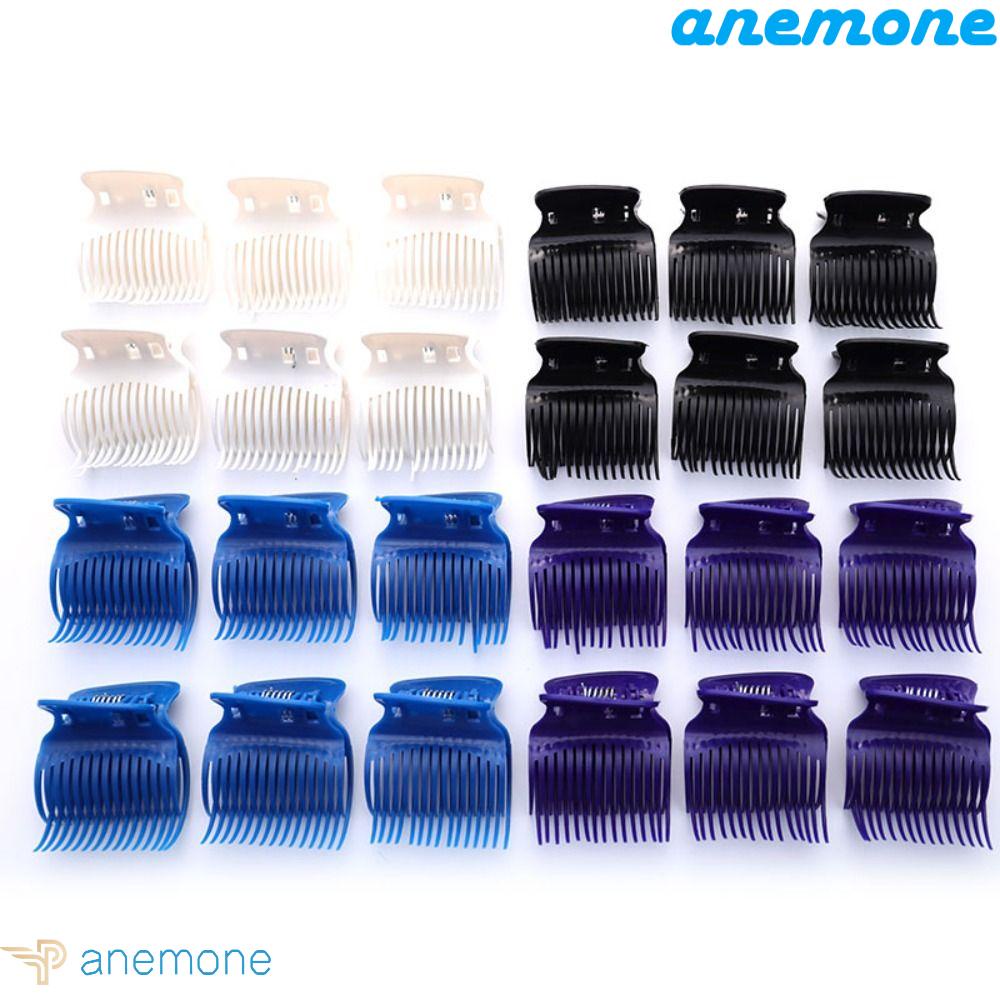 ANEMONE Set 12 Kẹp Tóc Màu Trắng / Đen Cách Nhiệt Bền Bỉ Chuyên Nghiệp