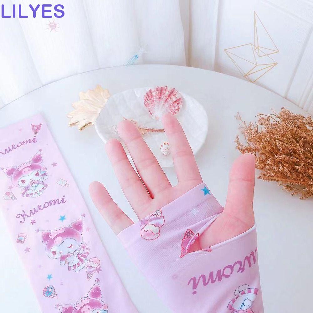 Găng Cánh Tay Chống Nắng Và Tia UV Bằng Lụa Lạnh Thoáng Khí In Họa Tiết Kẻ Sọc Cho Nữ