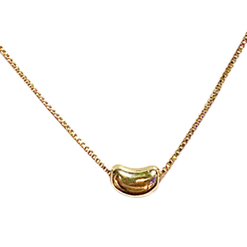 Ygt Vòng cổ Ngắn Bằng Thép Titan Mặt Hạt Đậu Acacia Màu Vàng Kim Phong Cách Pháp Cho Nữ