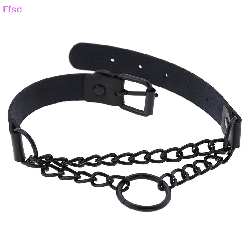 Vòng Cổ Choker Bằng Da Màu Đen Phong Cách Gothic Punk
