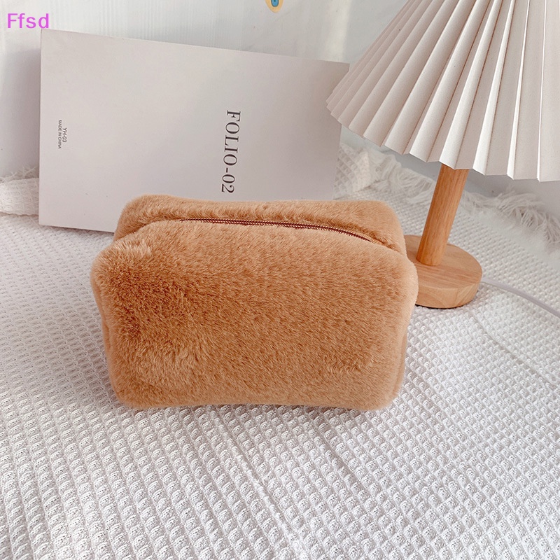 {Ffsd} Túi Đựng Mỹ Phẩm Lông Mềm Màu Trơn Dành Cho Nữ Đi Du Lịch * Bán Chạy