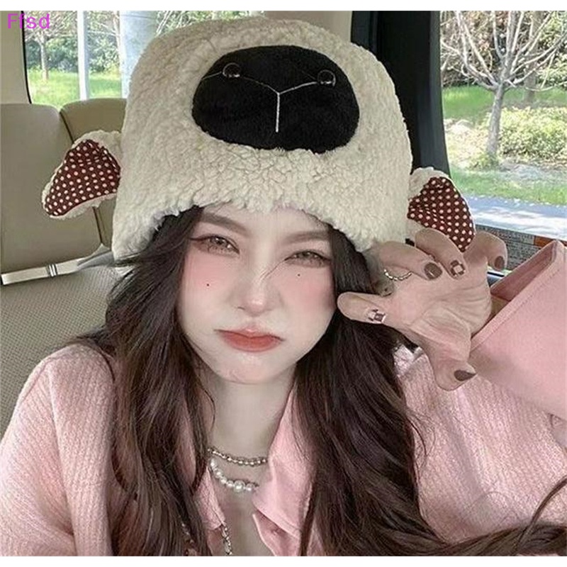 {Ffsd} Mũ Len Lông Cừu Trùm Đầu Dày Dặn Ấm Áp Thời Trang Mùa Đông Mới Cho Nữ * Bán Chạy