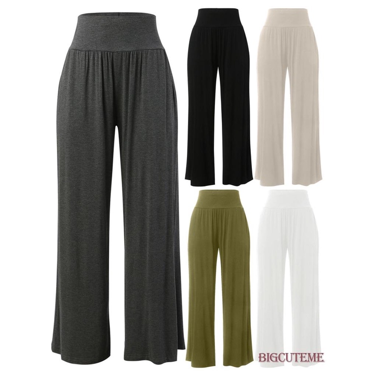Quần Dài Lưng Cao Ống Rộng Màu Sắc Đơn Giản Thời Trang Xuân Hè Cho Nữ