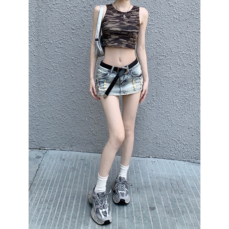 Bán Chạy✨Chân Váy Jeans Rách Thời Trang Dành Cho Nữ