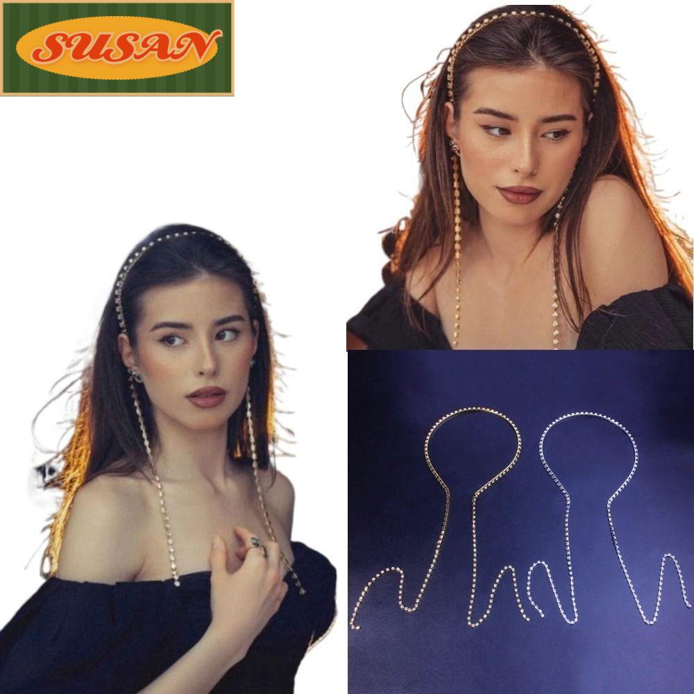 SUSANS Băng Đô Dây Dài Đính Đá Lấp Lánh Thời Trang