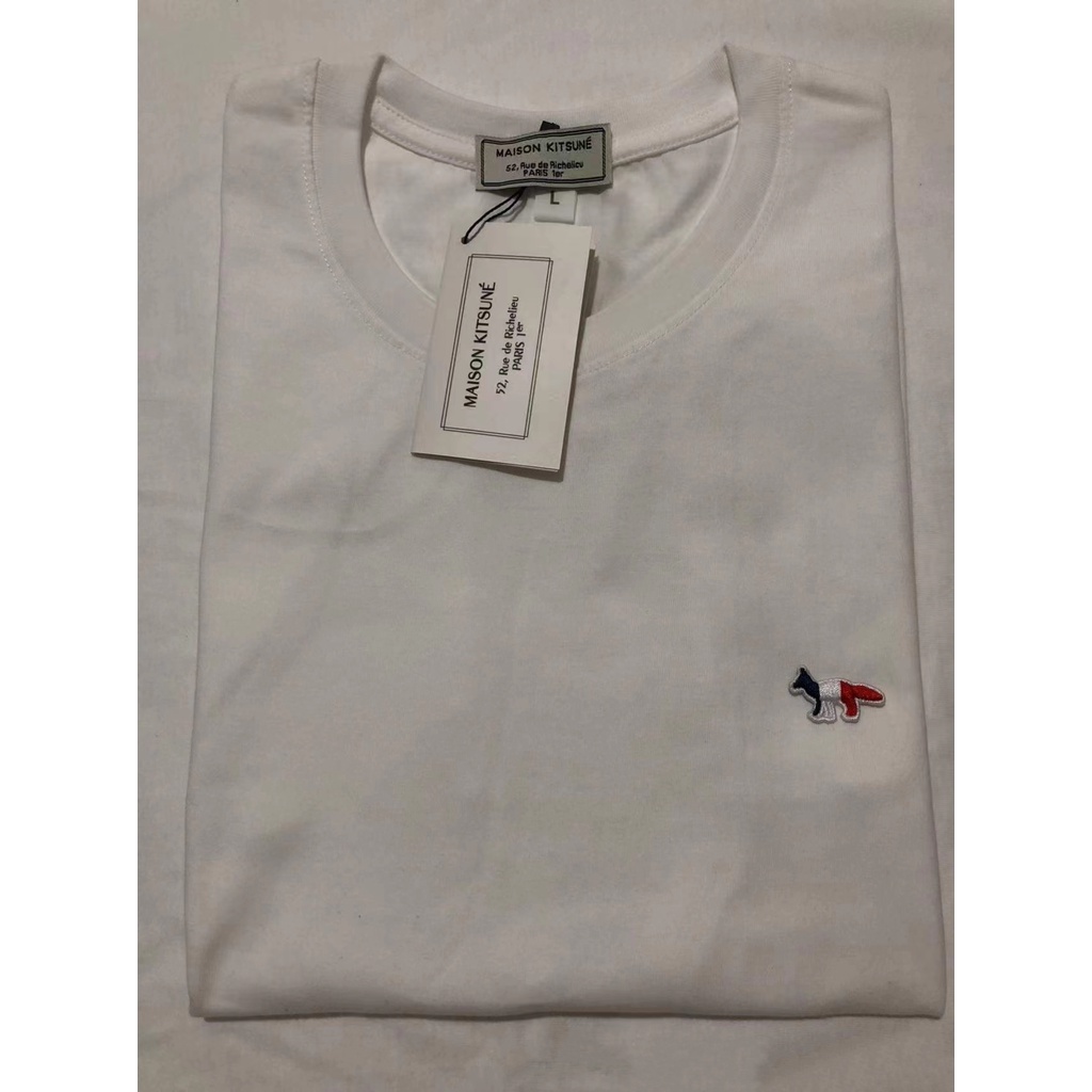 Áo Thun Ngắn Tay Thêu Hình Cáo Ba Màu Sắc Thời Trang Unisex