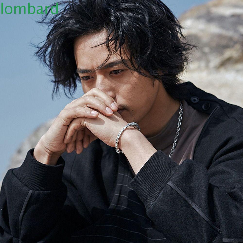 LOMBARD Vòng Tay Mạ Bạc Dạng Hở Độc Đáo Thời Trang Cho Nam