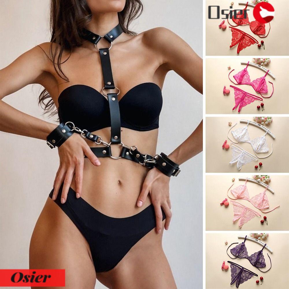 OSIER1 Bộ Đồ Lót Ren Cúp Ngực Trong Suốt Phong Cách Gothic Quyến Rũ Cho Nữ