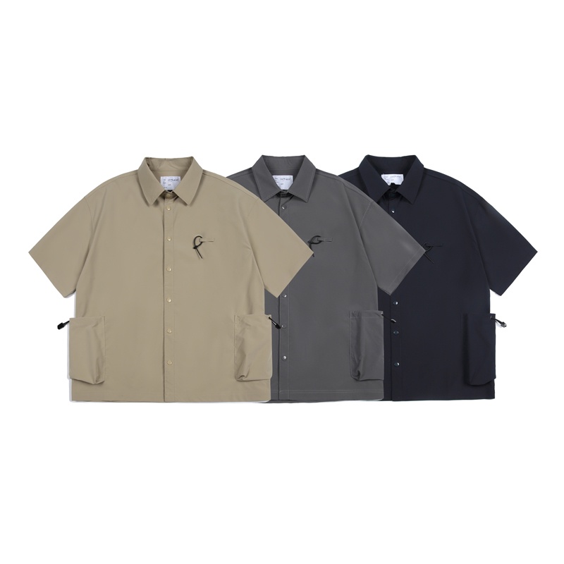 Áo Sơ Mi Ngắn Tay Màu Sắc Đơn Giản Dễ Phối Đồ Phong Cách Đường Phố Mỹ