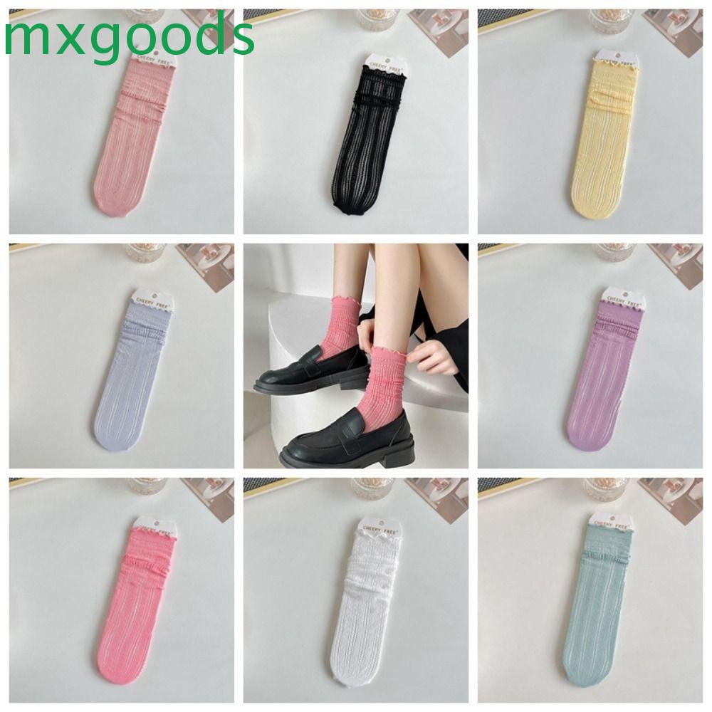 MXGOODS Vớ Lolita Mỏng Dáng Rộng Viền Bèo Dễ Thương Thoáng Khí Thời Trang Xuân Hè Cho Nữ