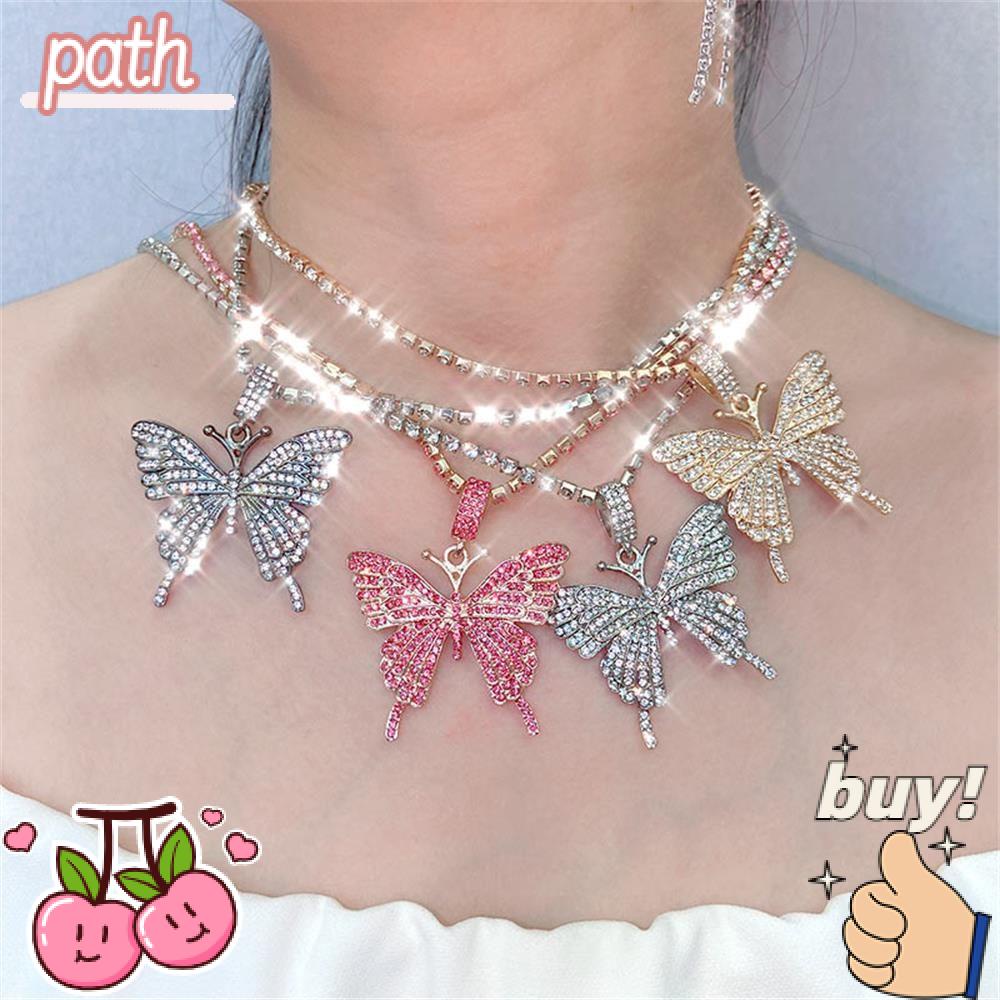 PATH Vòng cổ Mặt Bướm Đính Đá Lấp Lánh