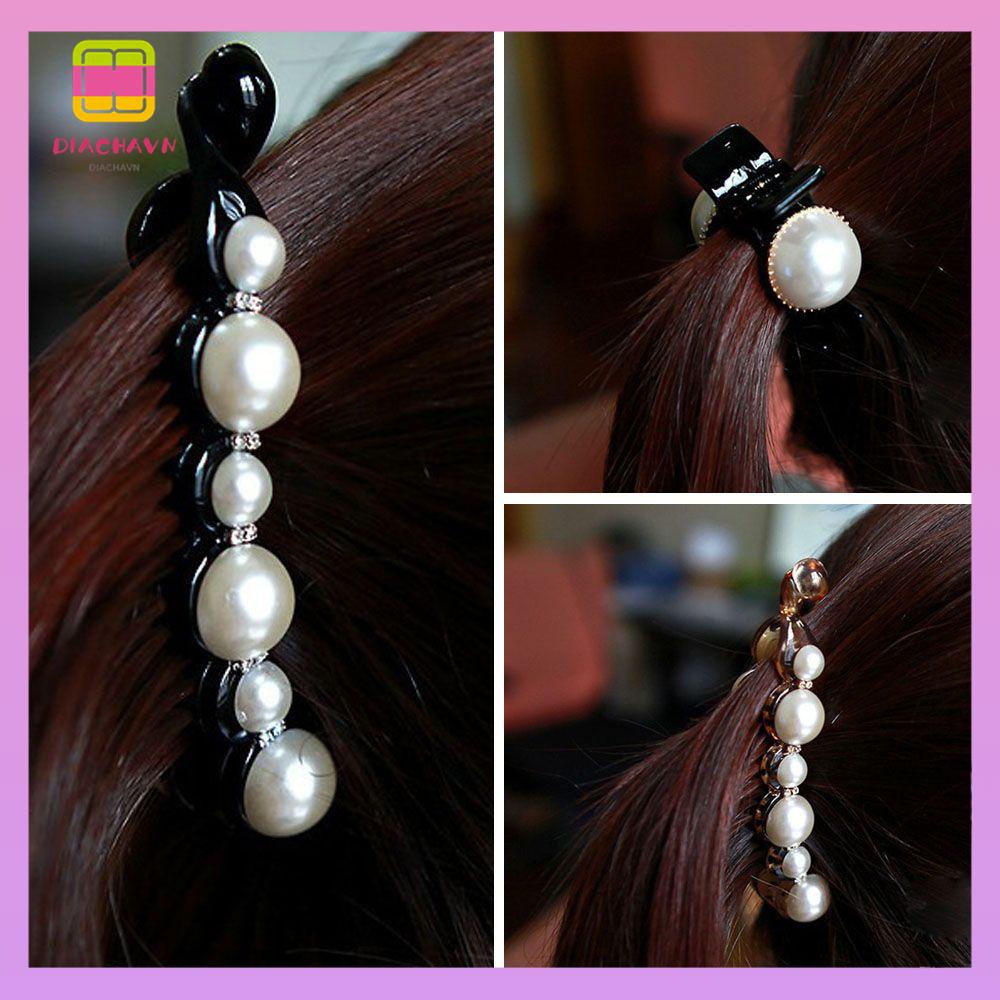 DIACHAVN Kẹp Tóc Càng Cua Đính Hạt Giả Ngọc Trai Mới