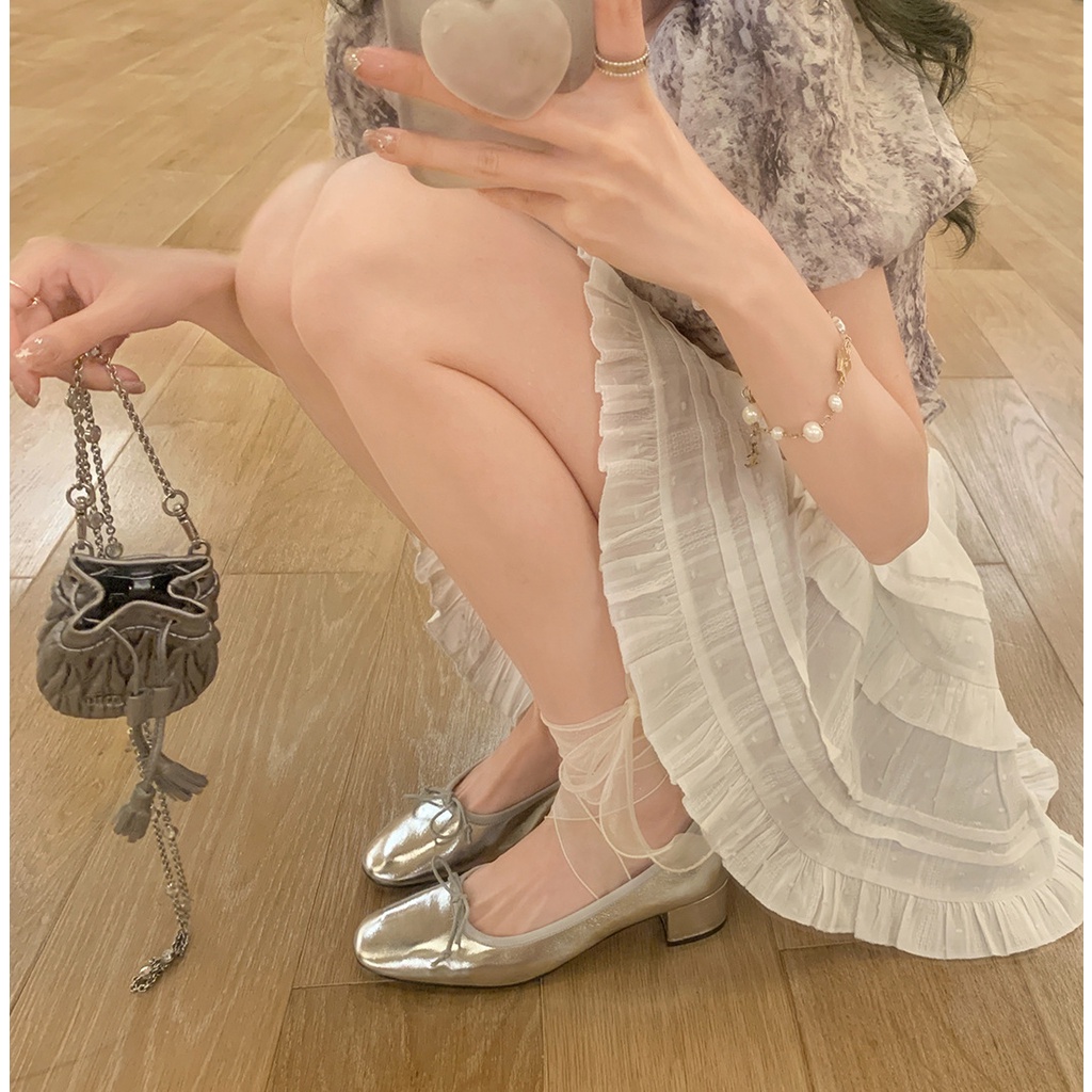 Giày Cao Gót Đính Nơ Thời Trang Cho Nữ