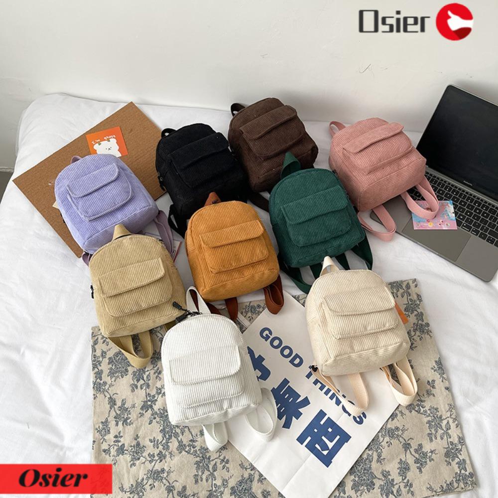 OSIER1 Ba Lô Dacron Mini Màu Trơn Siêu Nhẹ Thời Trang Cho Học Sinh
