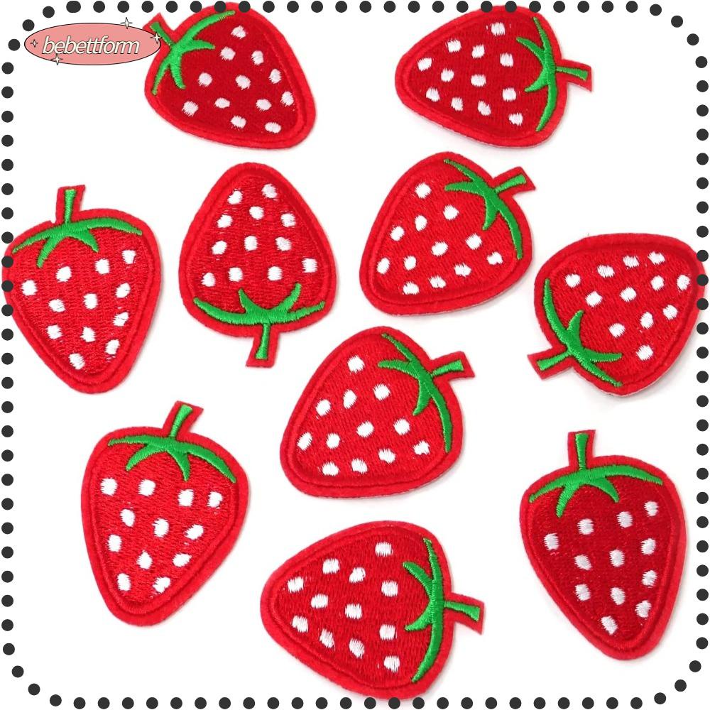 BEBETTERM Bộ 14 Miếng Dán Ủi Thêu Hình Trái Dâu Đỏ 14 Cái DIY