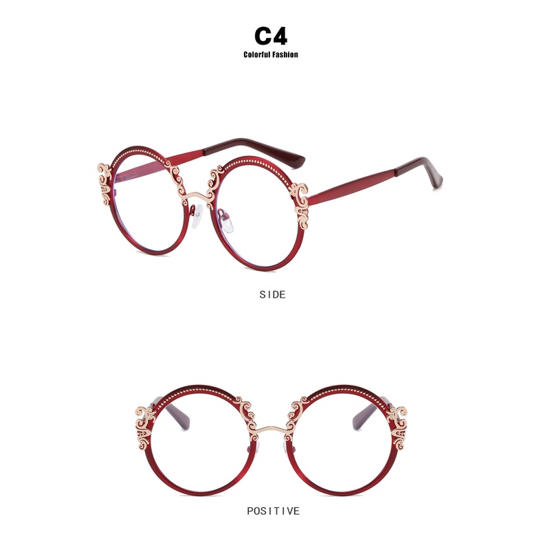 Kính Mát Gọng Kim Loại Tròn Chống Bức Xạ Thời Trang Cho Nữ