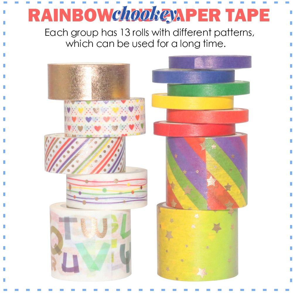 CHOOKEY 13 Cuộn Băng Keo Dán Trang Trí Hình Cầu Vồng