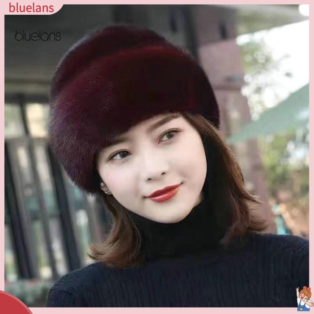 Mũ Lông Giả Màu Trơn Giữ Ấm Tai Chống Gió Không Phai Màu Sắc Thời Trang Mùa Đông Cho Nữ