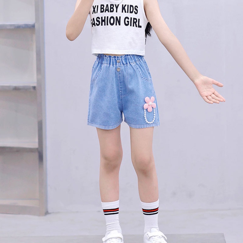 Quần Short denim Mỏng Mùa Hè Phong Cách Mới Cho Bé Gái