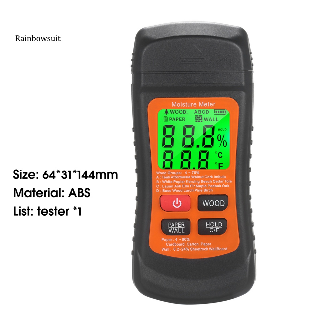 Máy Đo Độ Ẩm Kỹ Thuật Số Bằng Giấy Gỗ Màn Hình LCD Độ Chính Xác Cao