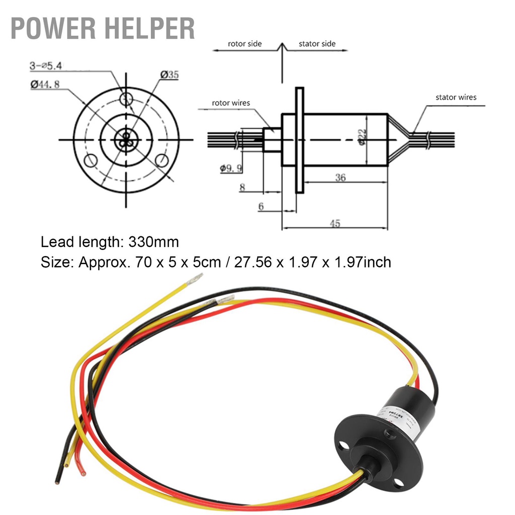 Power Helper Vòng trượt nhỏ 250RPM 15A 3 dây 0-600V cho máy phát điện tuabin gió