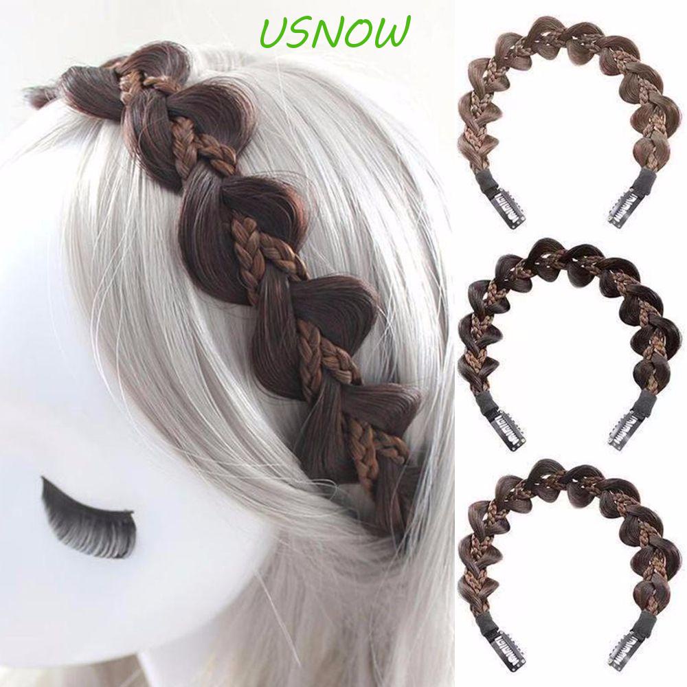 USNOW Băng Đô Tóc Giả Thắt Bím Chống Trượt Phong Cách Bohemia