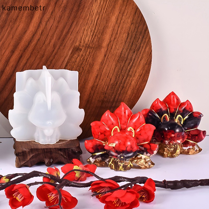 Khuôn Silicone Làm Trang Sức Nhựa Epoxy Resin 3D Hình Cáo Chín Đuôi DIY