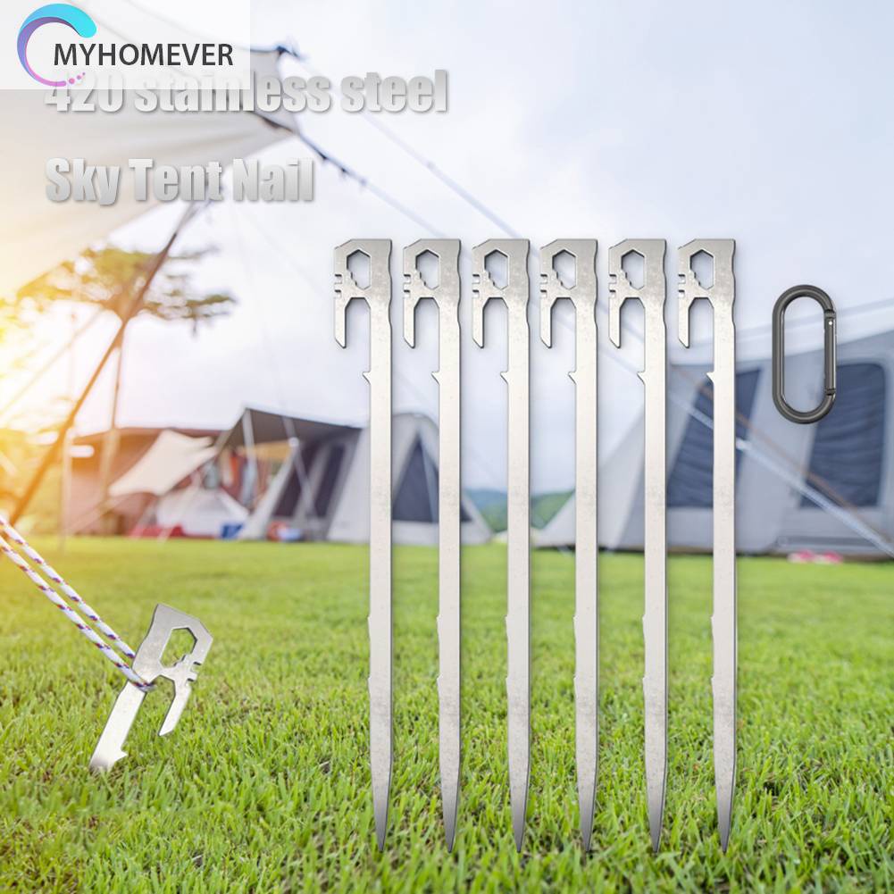 Set 6 Cọc Dựng Lều Bằng Thép Không Gỉ 28cm